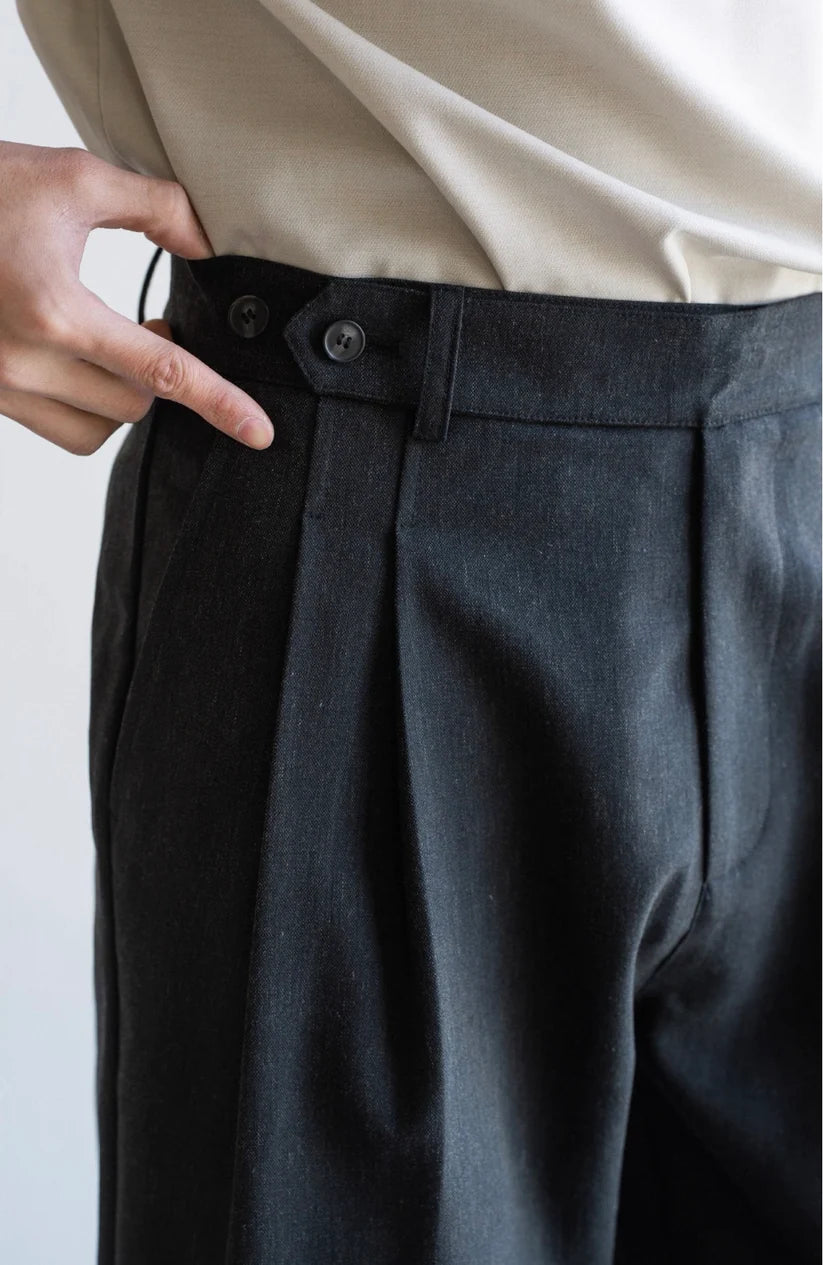 LINEN PLEATED TROUSERS