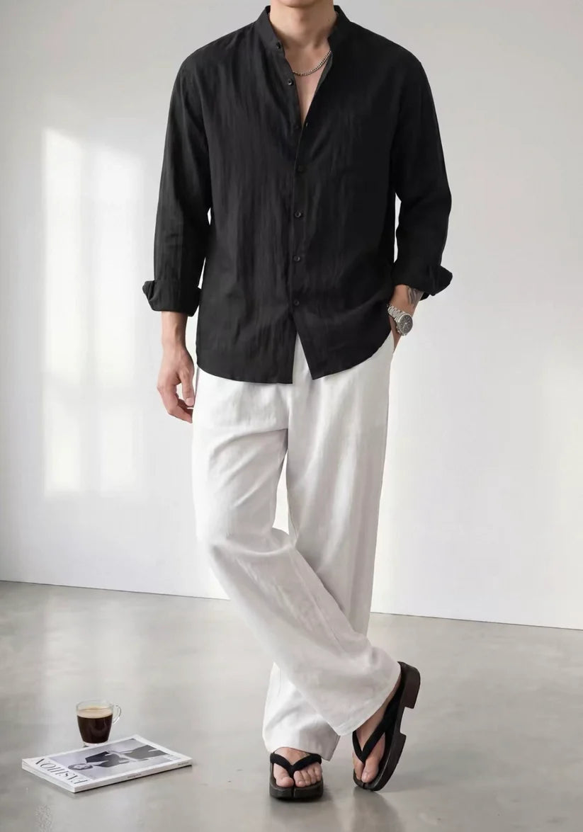 LINEN STAND COLLAR