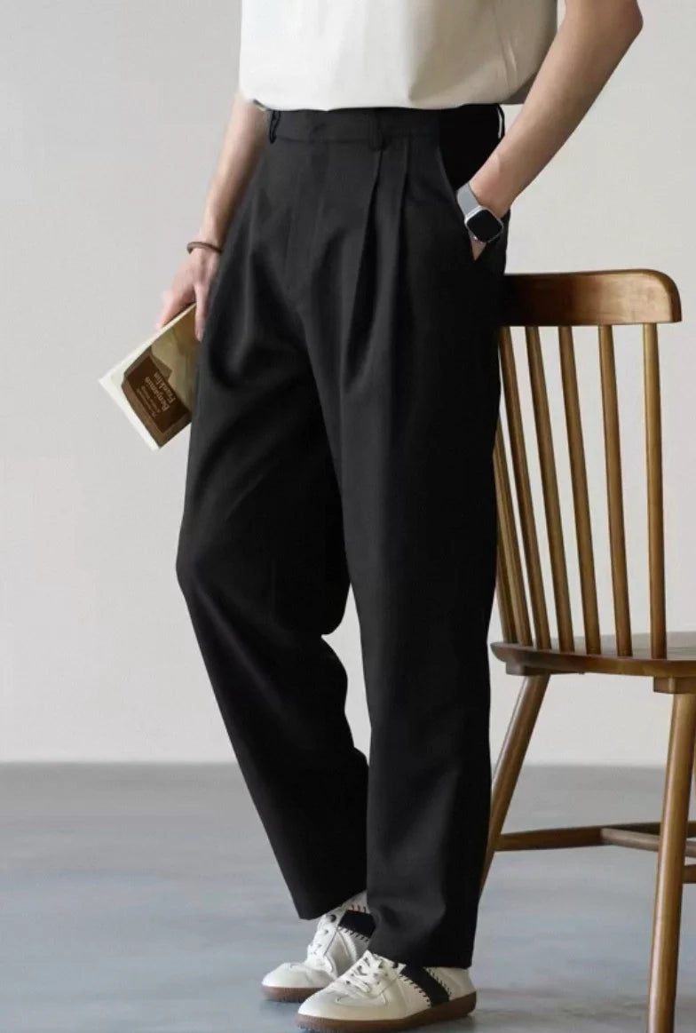 LINEN PLEATED TROUSERS