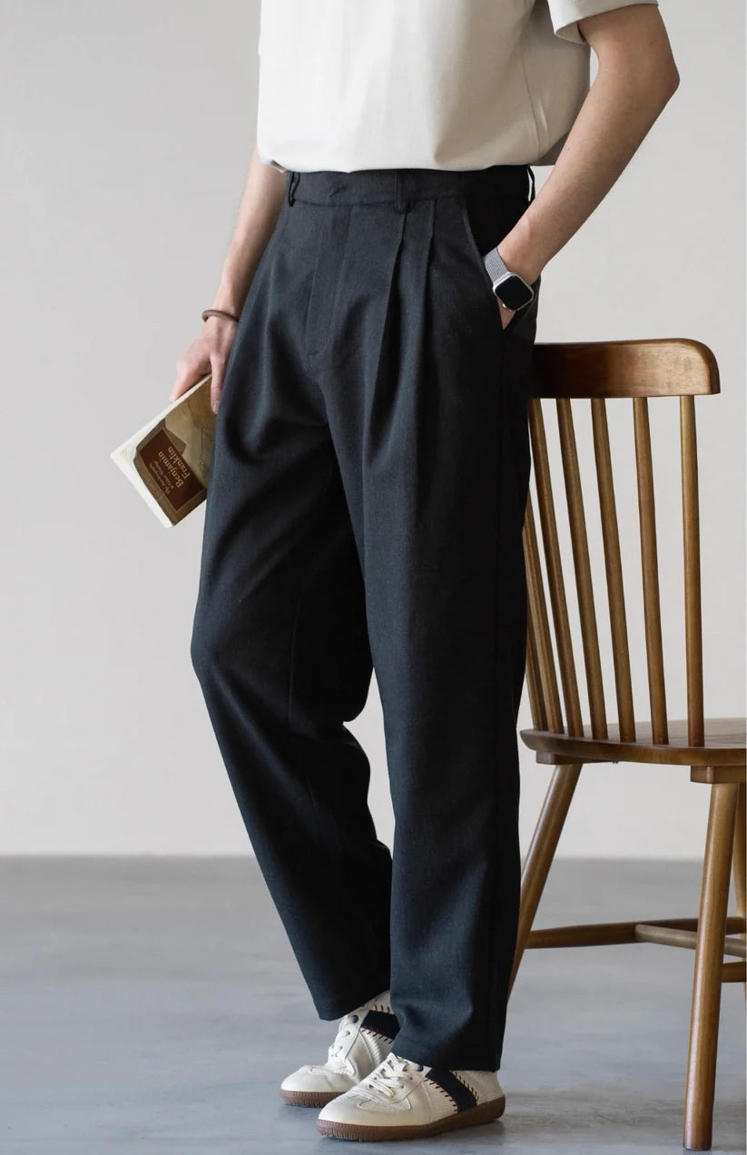 LINEN PLEATED TROUSERS