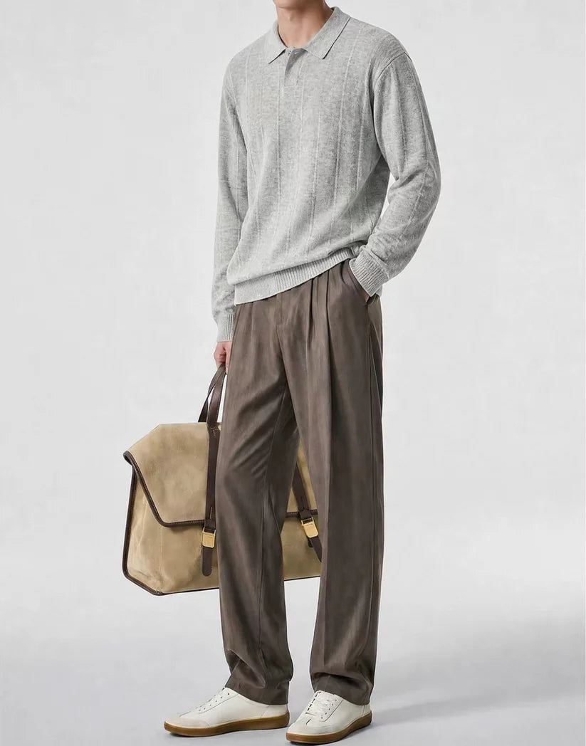 CABLE POLO SWEATER