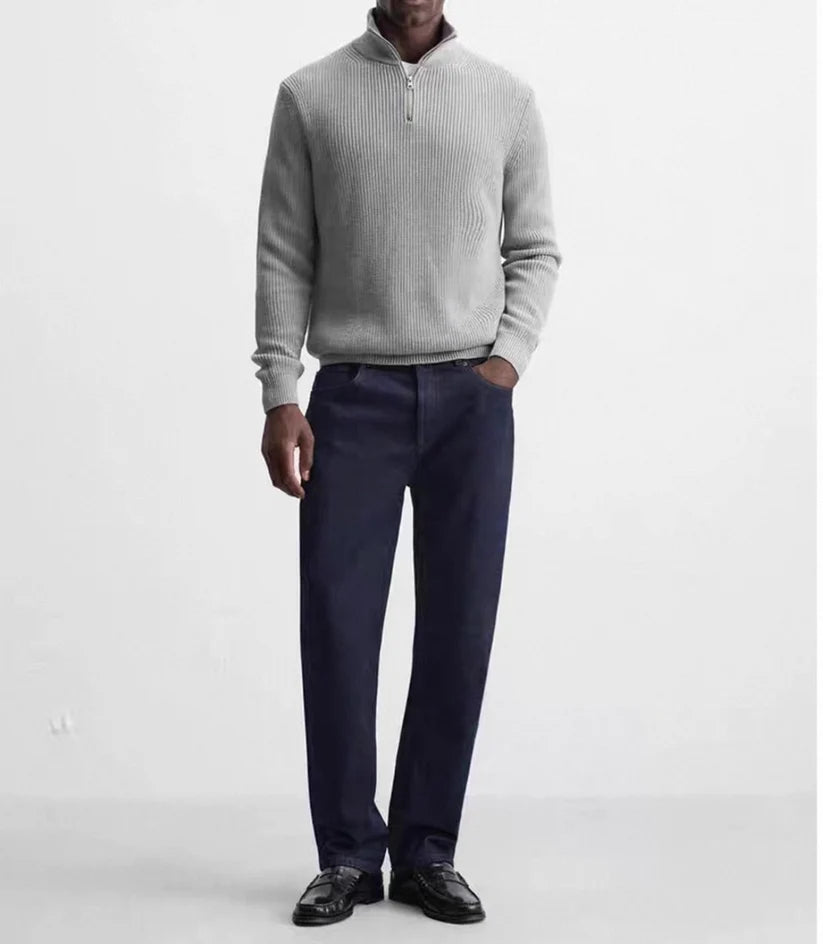 RIBBED HALF-ZIP SWEATER