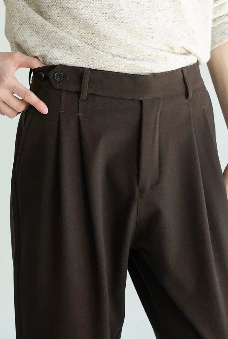 LINEN PLEATED TROUSERS
