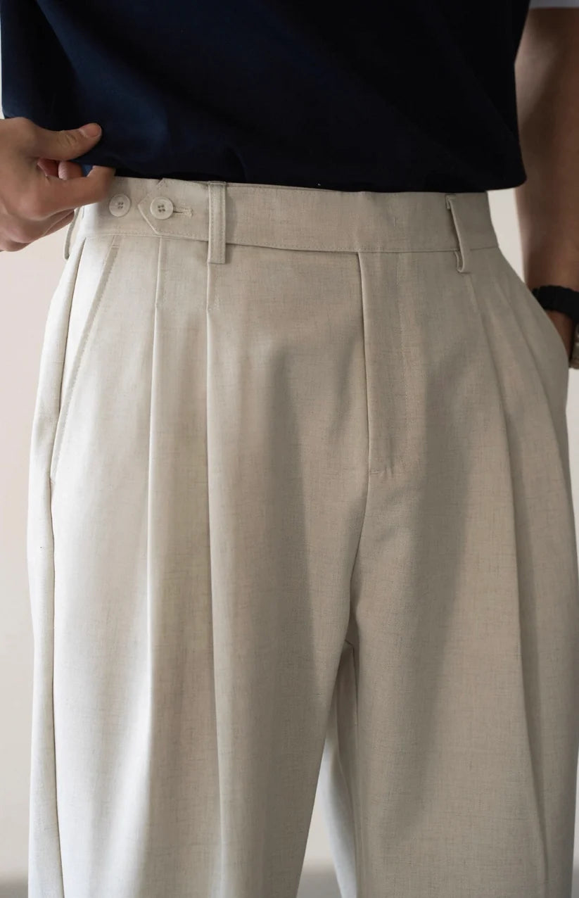 LINEN PLEATED TROUSERS