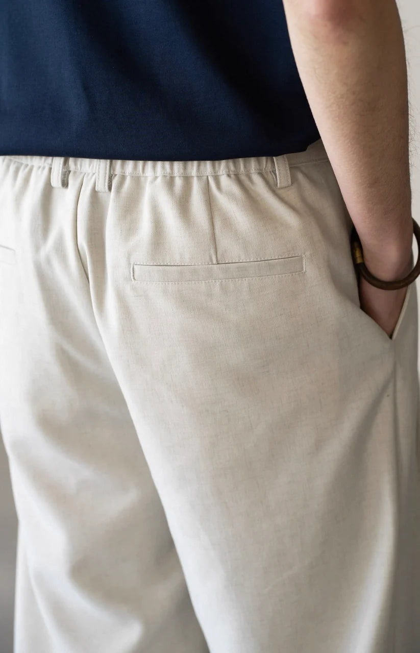 LINEN PLEATED TROUSERS