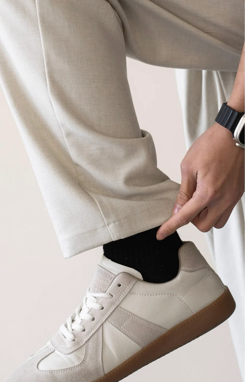 LINEN PLEATED TROUSERS