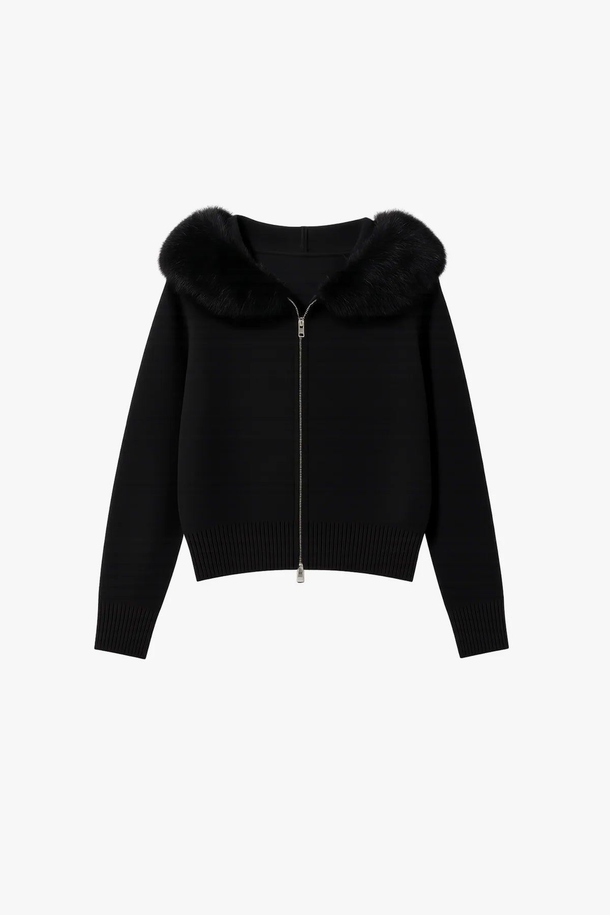 STRICKJACKE MIT KUNSTFELLKRAGEN