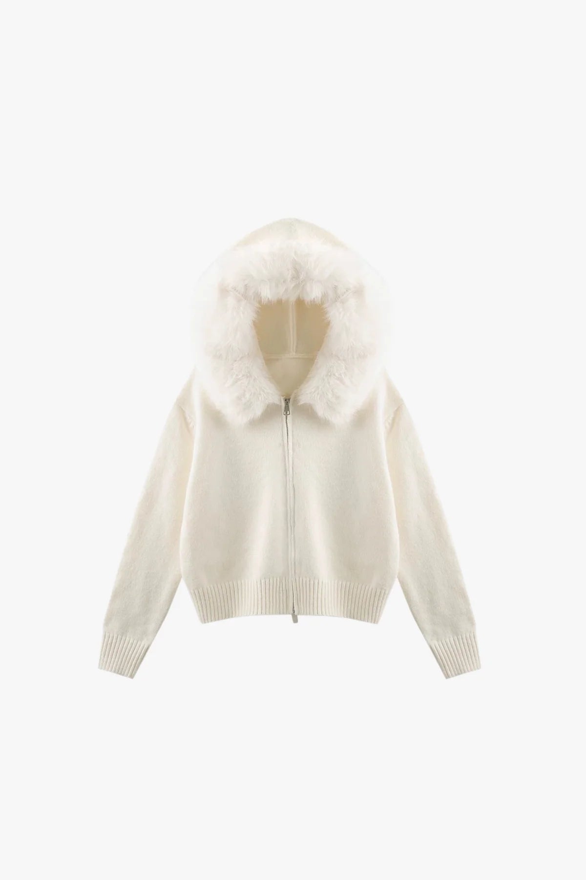 STRICKJACKE MIT KUNSTFELLKRAGEN
